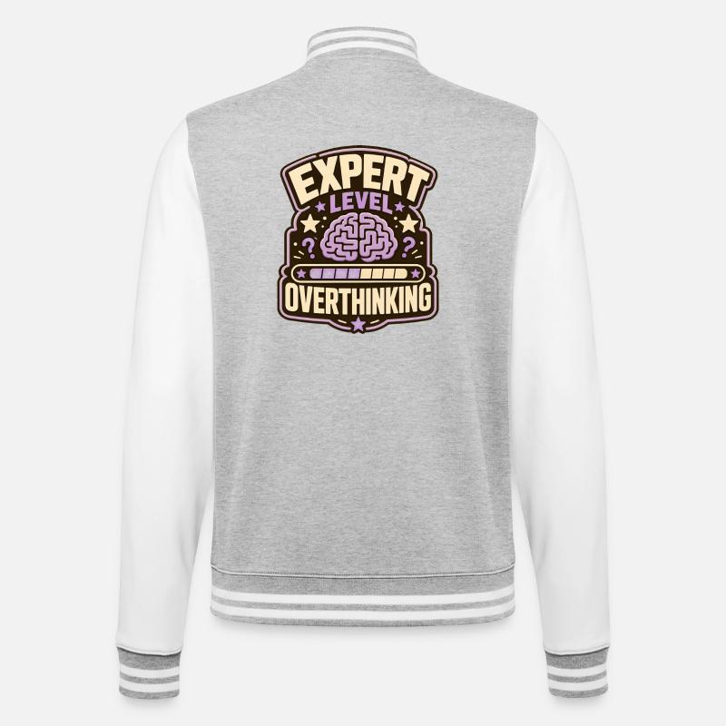 Expert Level Overthinking - College-Sweatjacke - Grau meliert/Weiß