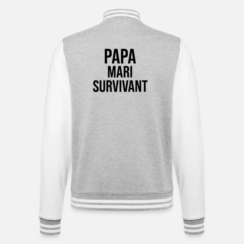 Papa , Mari et Survivant - Veste Teddy - gris chiné / blanc
