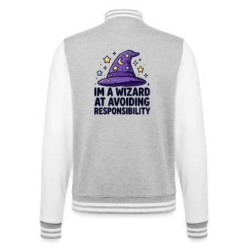 Wizard Avoiding Responsibility - College Sweat Jacket - heather grey/white - Back - Marisol (170cm)