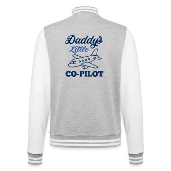 Papas kleiner Co-Pilot – Flugzeug - College-Sweatjacke - Grau meliert/Weiß - Hinten - Marisol (170cm)