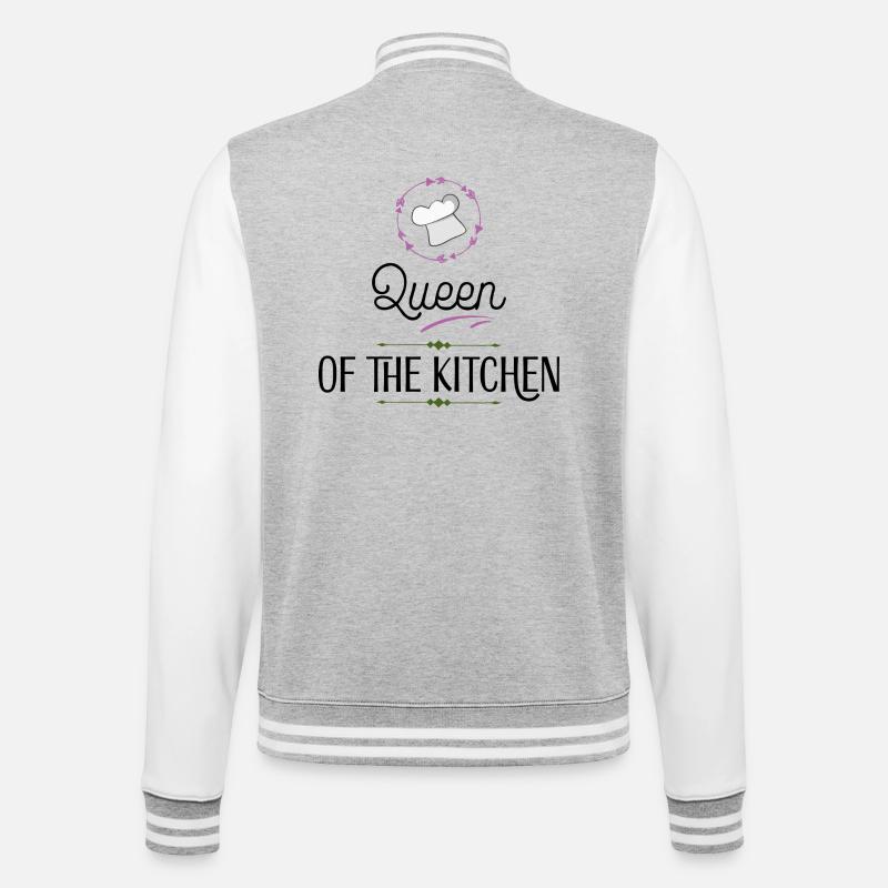 Kochen - College-Sweatjacke - Grau meliert/Weiß