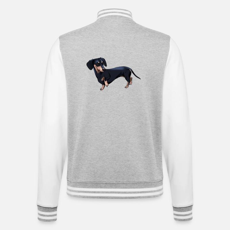 Comic Dackel - College-Sweatjacke - Grau meliert/Weiß