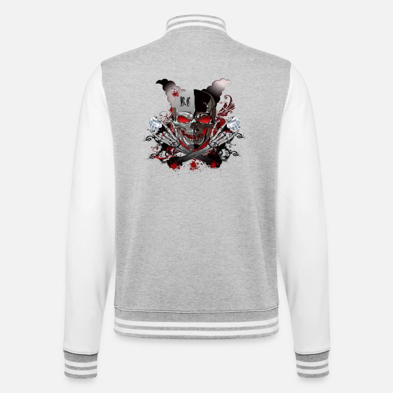 Diamant Skull - Veste Teddy - gris chiné / blanc