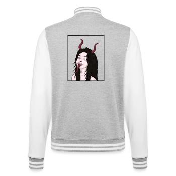 Demon inside - College Sweat Jacket - heather grey/white - Back - Marisol (170cm)