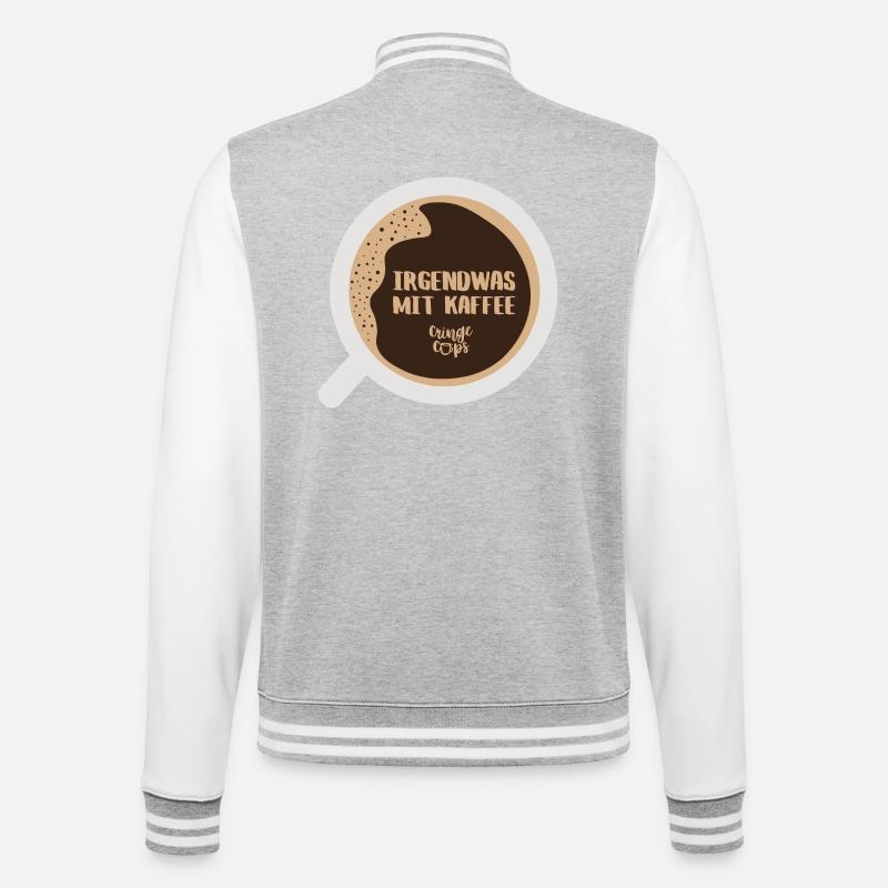 Irgendwas mit Kaffee - College-Sweatjacke - Grau meliert/Weiß