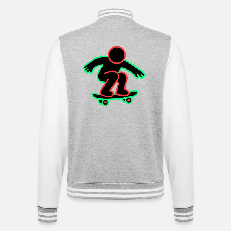 Dessin au trait de skateboarder néon - Veste Teddy - gris chiné / blanc