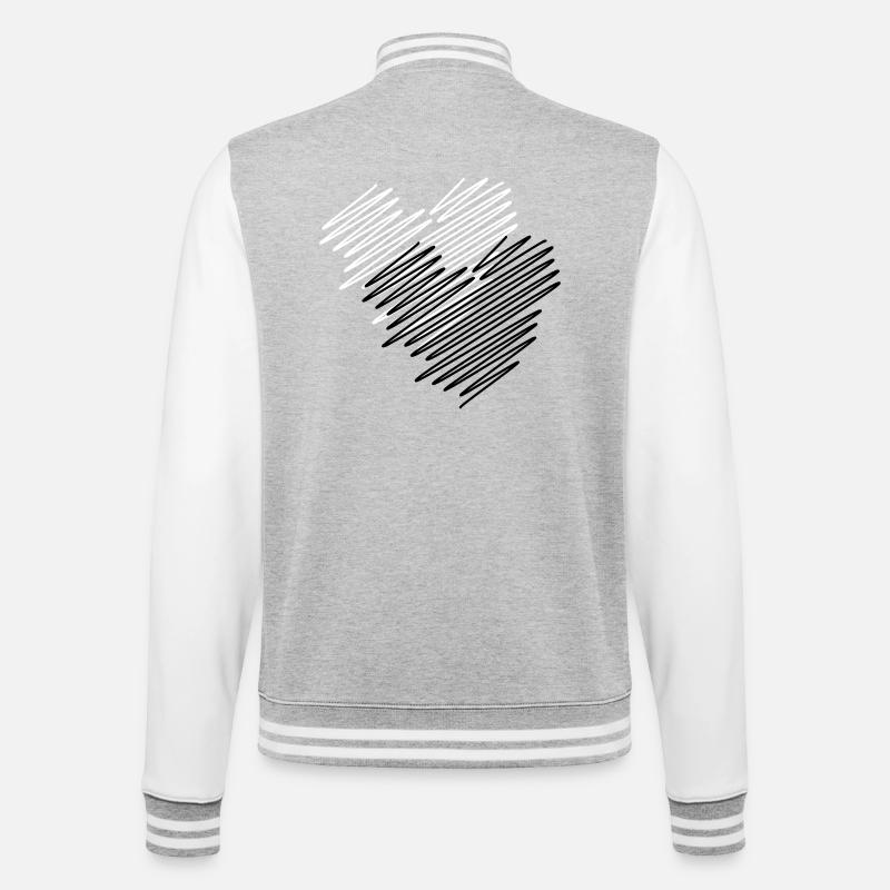 Zwei Herzen Scribble - College-Sweatjacke - Grau meliert/Weiß
