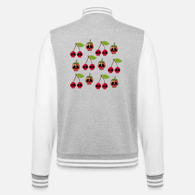 Kirsch- und Erdbeerschädel - College-Sweatjacke - Grau meliert/Weiß