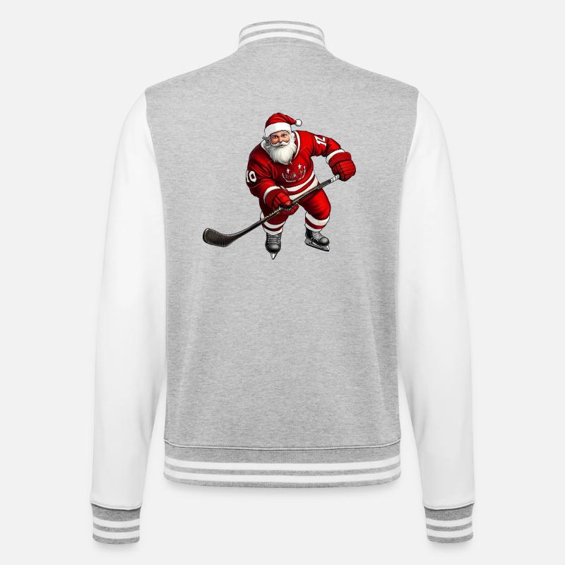 Weihnachtsmann Eishockeyspieler - College-Sweatjacke - Grau meliert/Weiß
