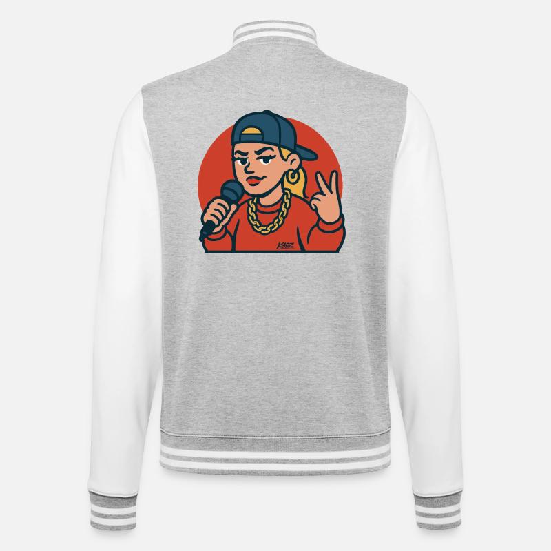 Rap Diva with Microphone - College Sweat Jacket - heather grey/white