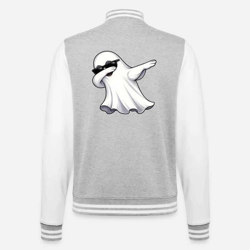 Dabbing Geist - College-Sweatjacke - Grau meliert/Weiß