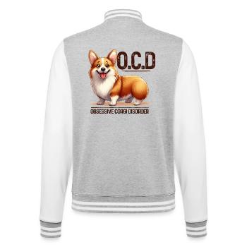  OCD (Obsessive Corgi Disorder) Funny Corgi Merch - College Sweat Jacket - heather grey/white - Back - Marisol (170cm)