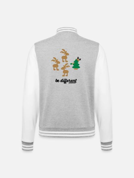 weihnachten - College-Sweatjacke - Grau meliert/Weiß