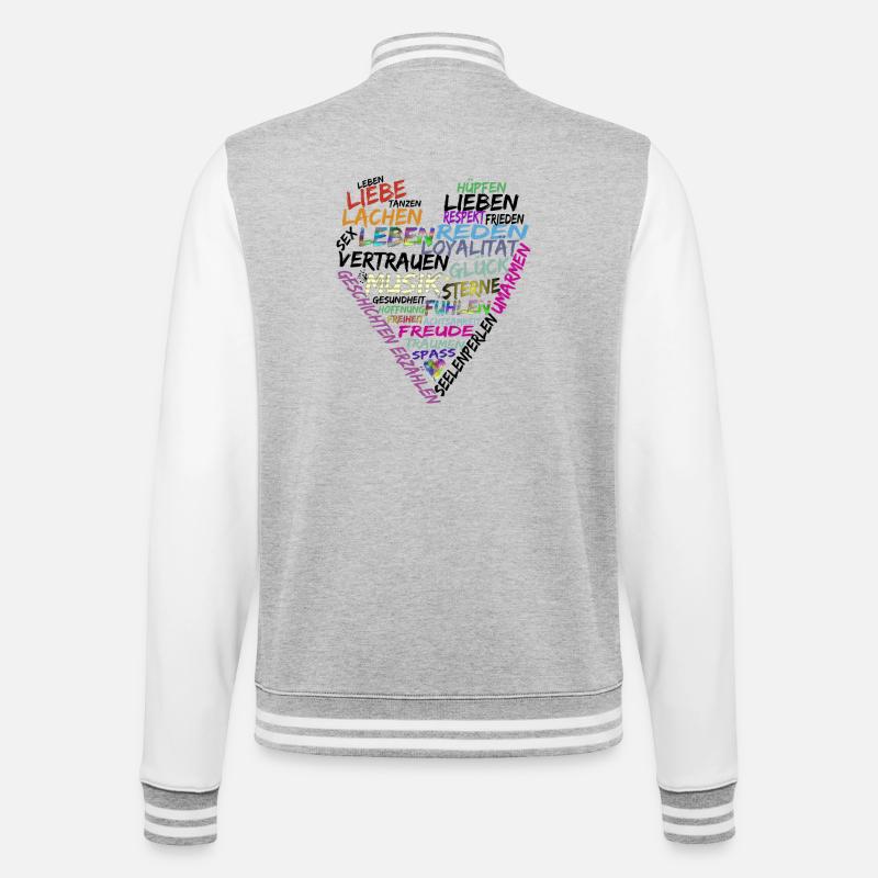 Herz Text - College-Sweatjacke - Grau meliert/Weiß