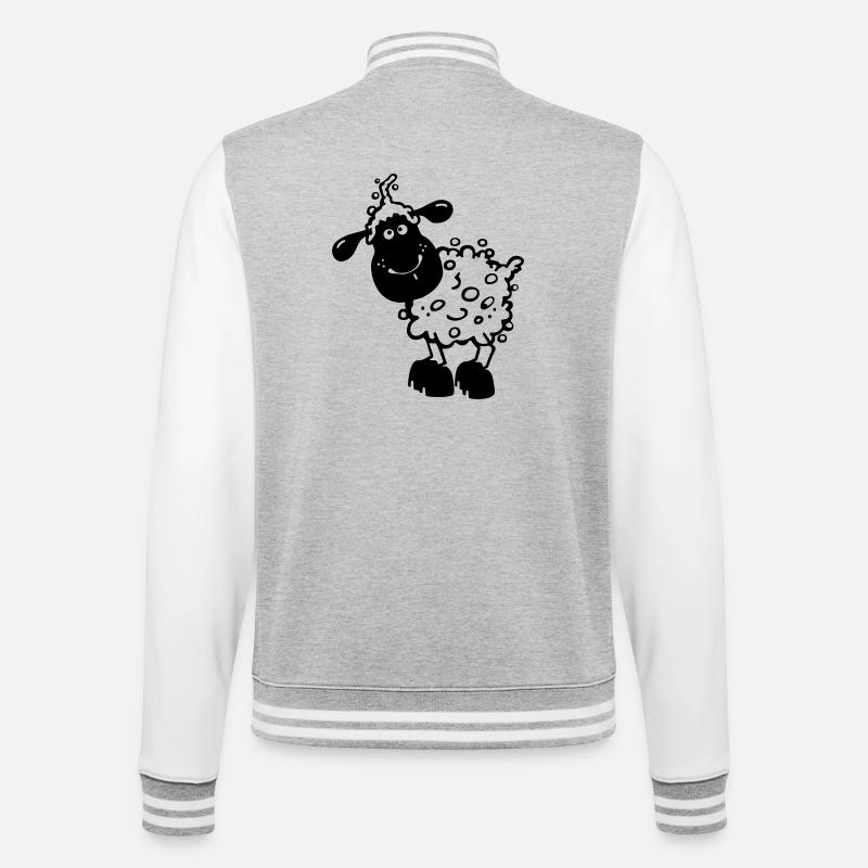 Kleines Schaf - Schafe - College-Sweatjacke - Grau meliert/Weiß
