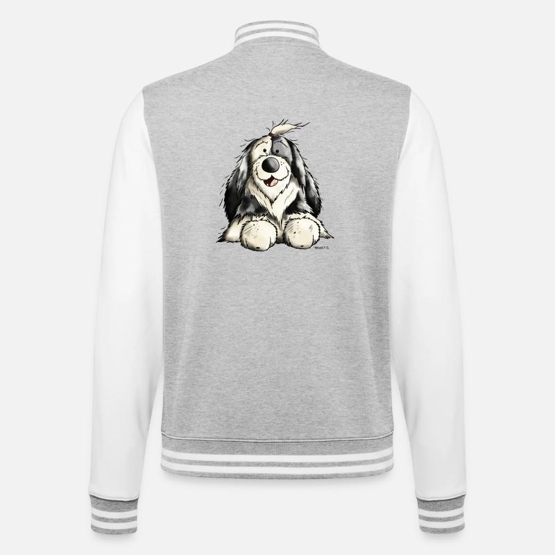 Süßer Bobtail - College-Sweatjacke - Grau meliert/Weiß