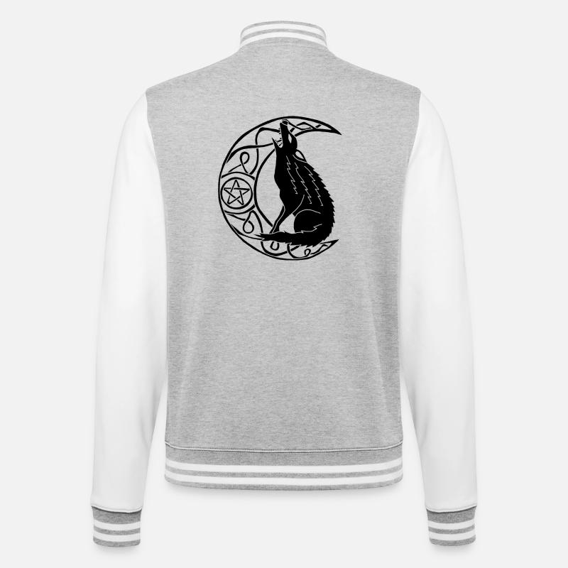 Heulen des Schwarzen Wolfes - College-Sweatjacke - Grau meliert/Weiß