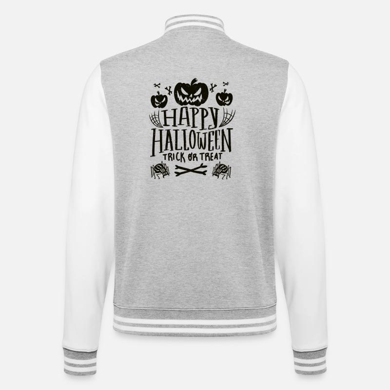 Fröhliches Halloween-Süßes oder Saures - College-Sweatjacke - Grau meliert/Weiß