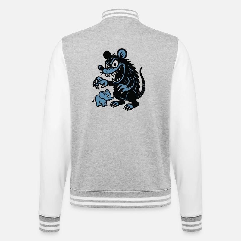 Rat géant et petit éléphant - Veste Teddy - gris chiné / blanc