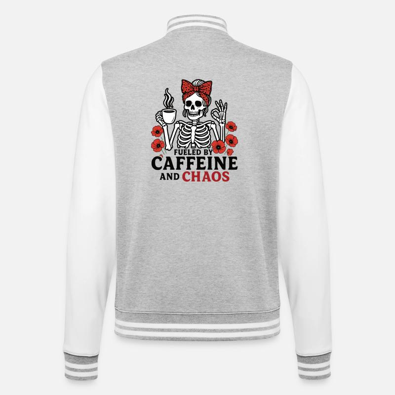 Mutter Koffein Mutter Skelett Kaffee - College-Sweatjacke - Grau meliert/Weiß