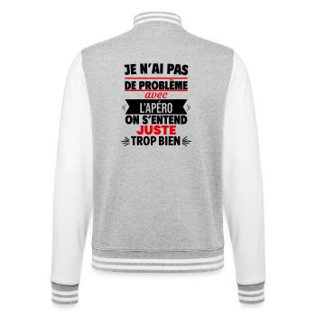 Nur mit Aperitif-Humor - College-Sweatjacke - Grau meliert/Weiß - Hinten - Marisol (170cm)