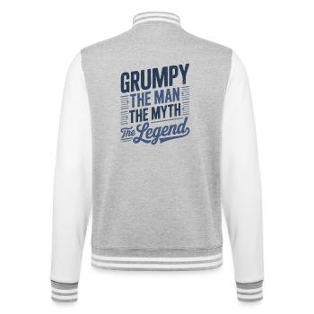 Grumpy der Mann, der Mythos, die Legende - College-Sweatjacke - Grau meliert/Weiß - Hinten - Marisol (170cm)