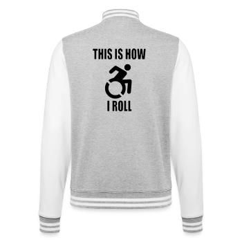 Voici comment je fais rouler mon fauteuil roulant # - Veste Teddy - gris chiné / blanc - Dos - Marisol (170cm)