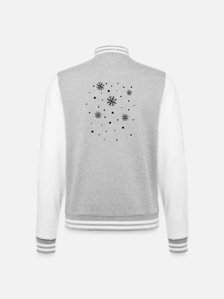 Schneeflocken, Winter, snowflakes - College-Sweatjacke - Grau meliert/Weiß
