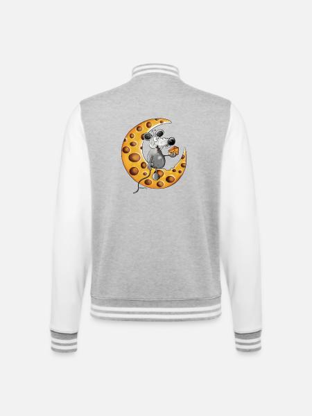 The Mouse Love Cheese - College Sweat Jacket - heather grey/white