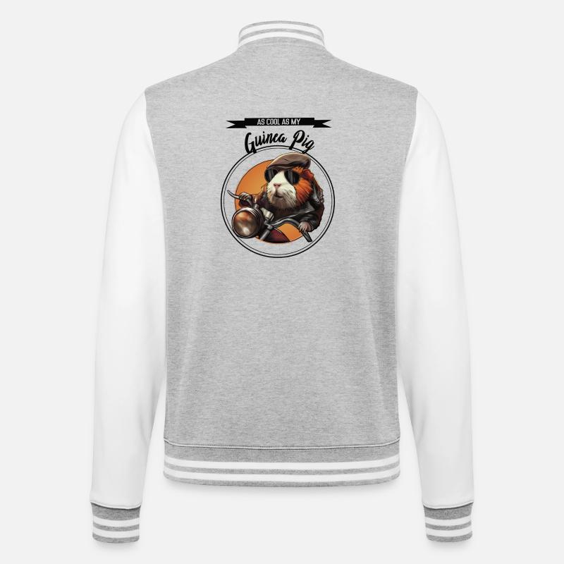 Cool guinea pig – statement design - College Sweat Jacket - heather grey/white