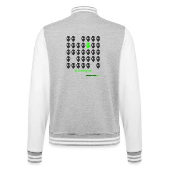 we are already here - College Sweat Jacket - heather grey/white - Back - Marisol (170cm)