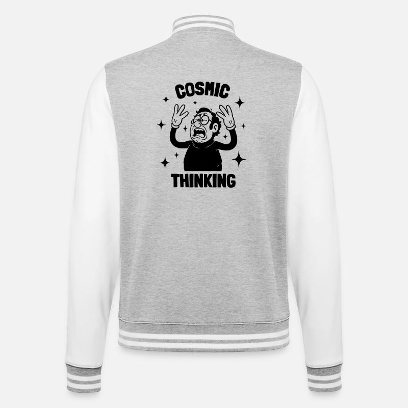 Cosmic Thinking - College Sweat Jacket - heather grey/white