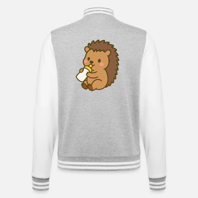 Hérisson avec bouteille de lait - Veste Teddy - gris chiné / blanc