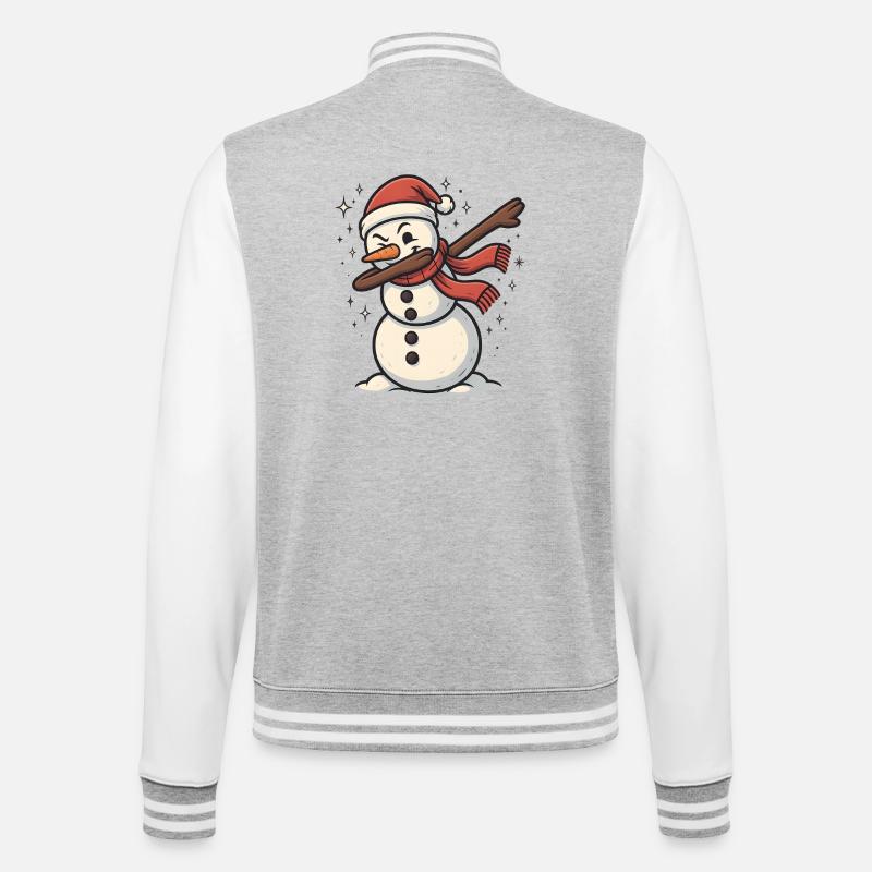 Dabbender Schneemann Dab Winter - College-Sweatjacke - Grau meliert/Weiß