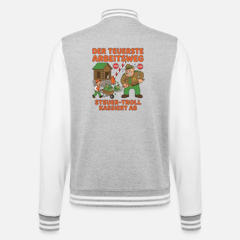 Der Teuerste Arbeitsweg - College-Sweatjacke - Grau meliert/Weiß
