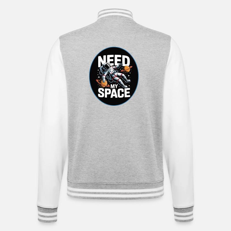 Need My Space: Astronaut Design - College Sweat Jacket - heather grey/white