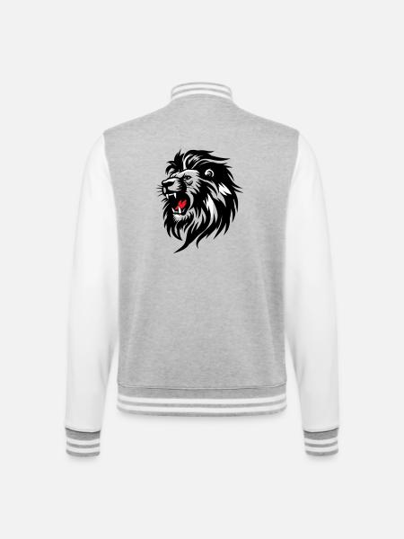 Rowing Lion Silhouette with Red Tongue - College Sweat Jacket - heather grey/white