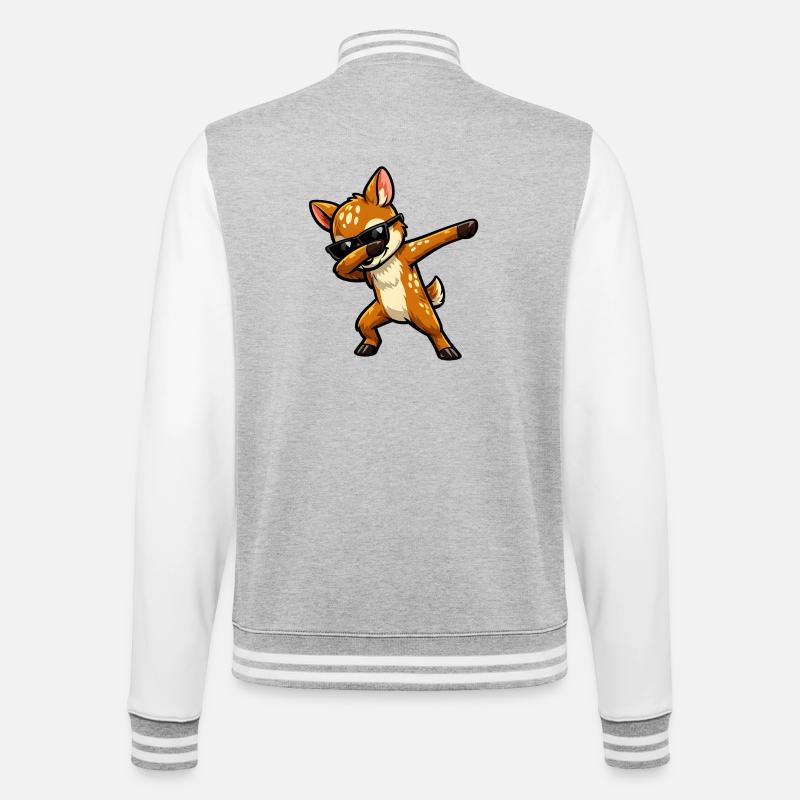 Dabbing Fawn - College Sweat Jacket - heather grey/white