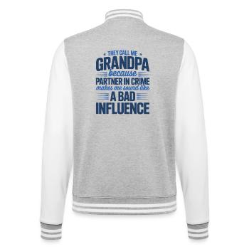 Kompliz-in-Crime-Opa-Humor - College-Sweatjacke - Grau meliert/Weiß - Hinten - Marisol (170cm)