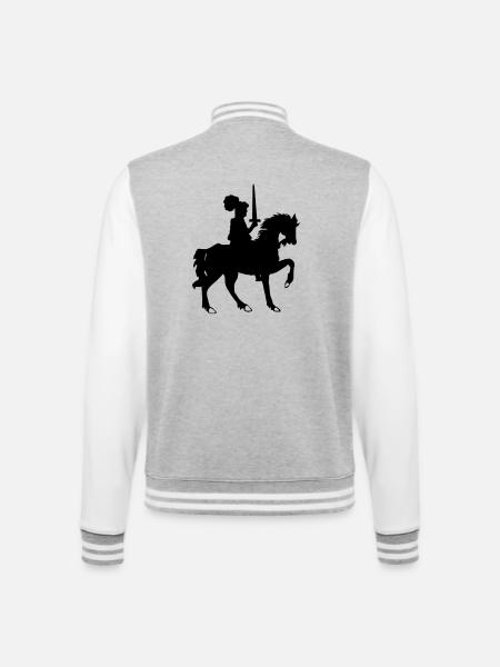 Chevalier avec épée et cheval - Veste Teddy - gris chiné / blanc