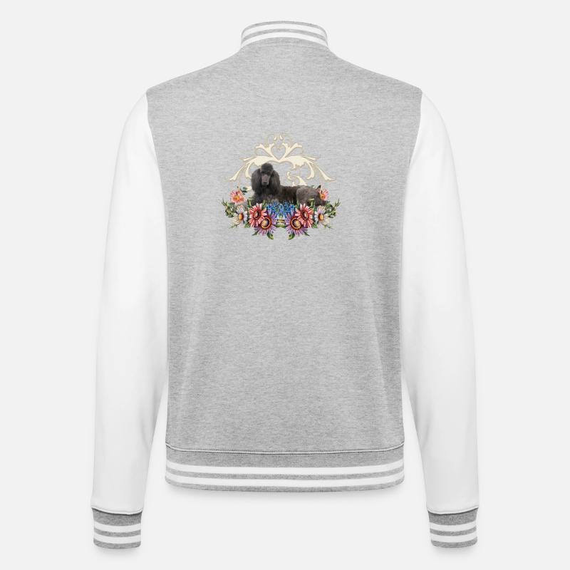Caniche mignon avec des fleurs - Veste Teddy - gris chiné / blanc