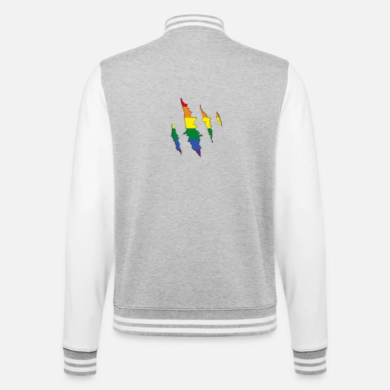 Griffe arc-en-ciel Scratch Trace - Veste Teddy - gris chiné / blanc