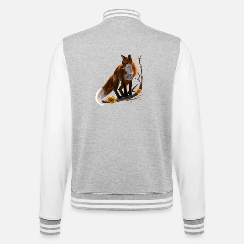 renard - Veste Teddy - gris chiné / blanc