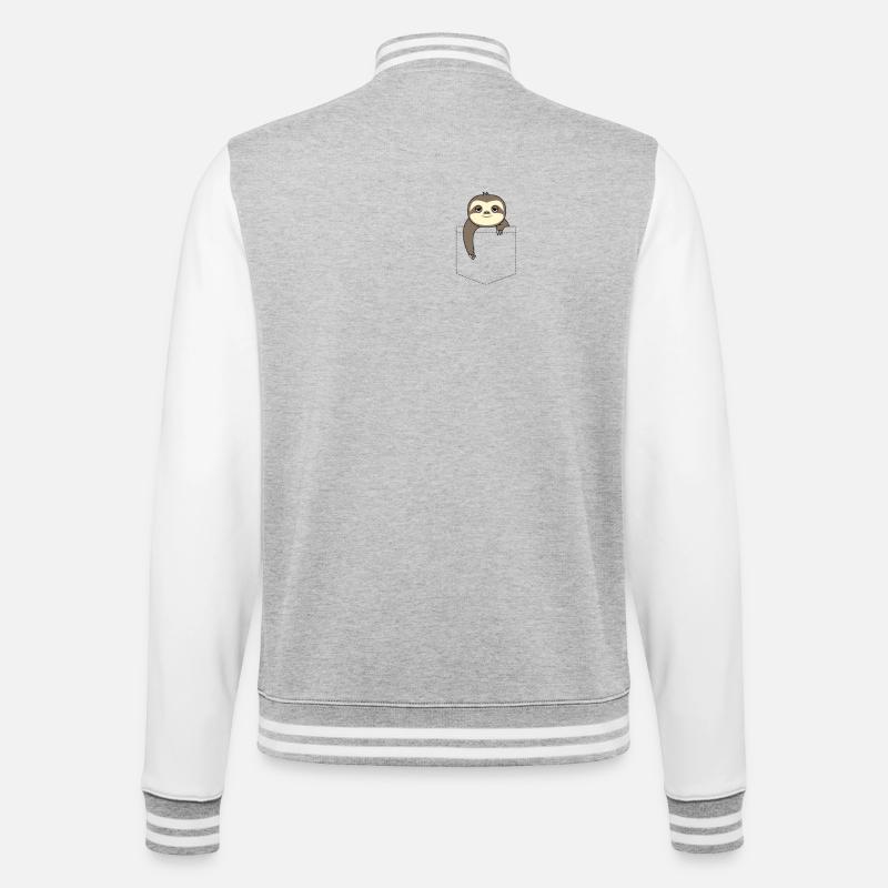 Faultier in einer Tasche - College-Sweatjacke - Grau meliert/Weiß