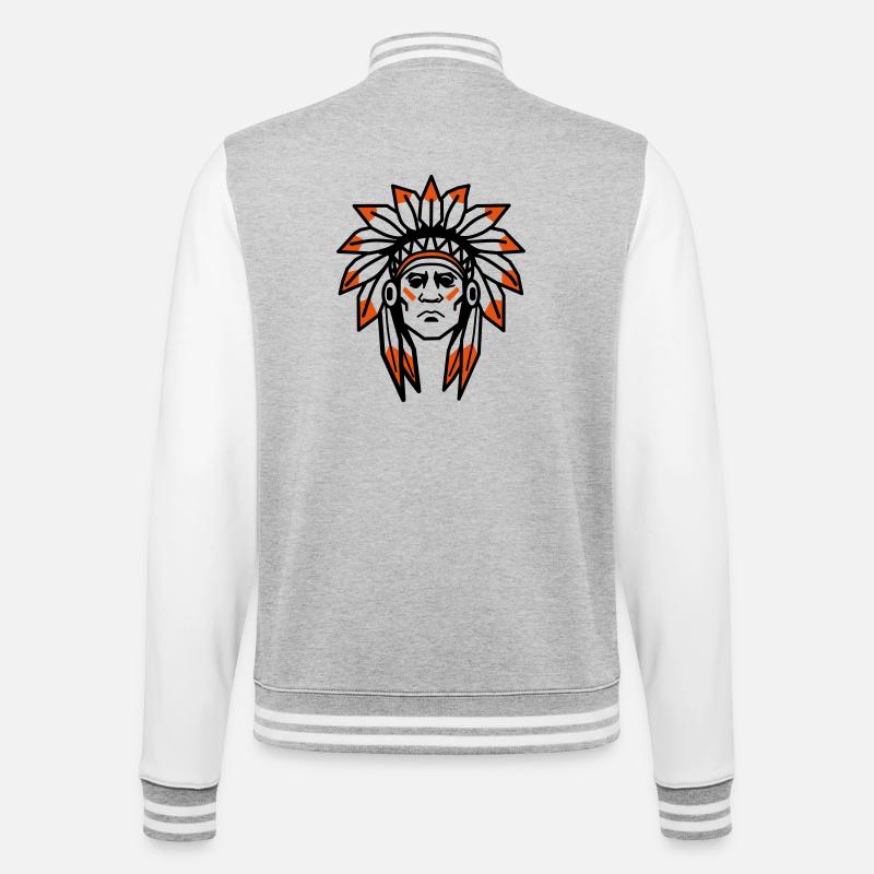 Chef autochtone Apache indien - Veste Teddy - gris chiné / blanc