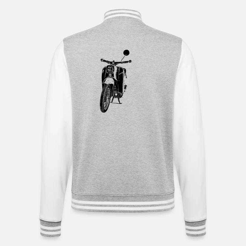 Cyclomoteur Schwalbe - Veste Teddy - gris chiné / blanc