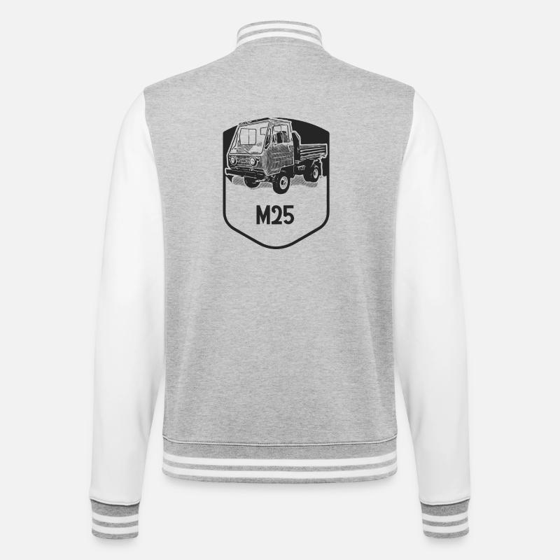 M25 Multicar DDR Klassiker - College-Sweatjacke - Grau meliert/Weiß