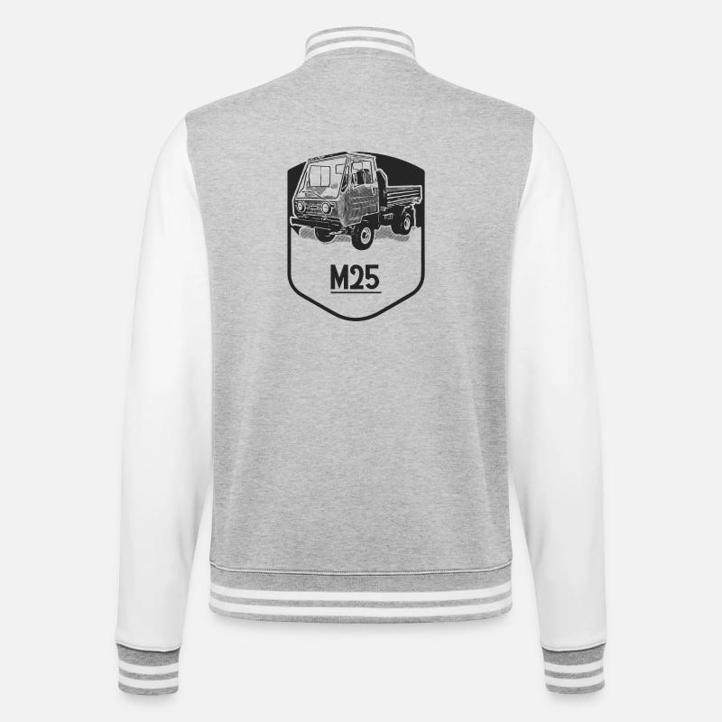M25 Multicar - College-Sweatjacke - Grau meliert/Weiß
