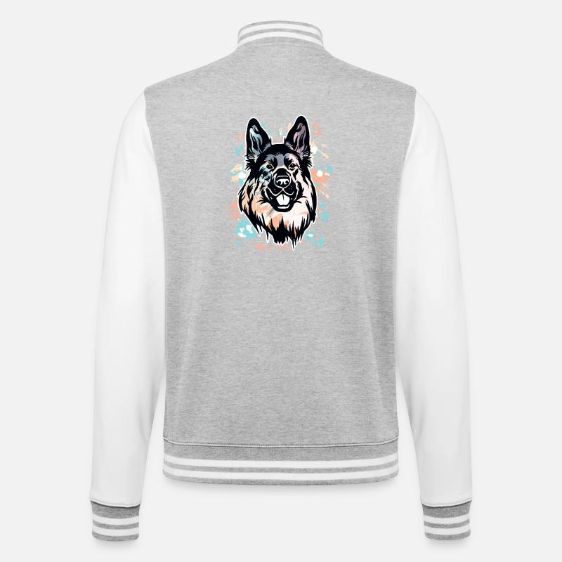 Deutscher Schäferhund - College-Sweatjacke - Grau meliert/Weiß
