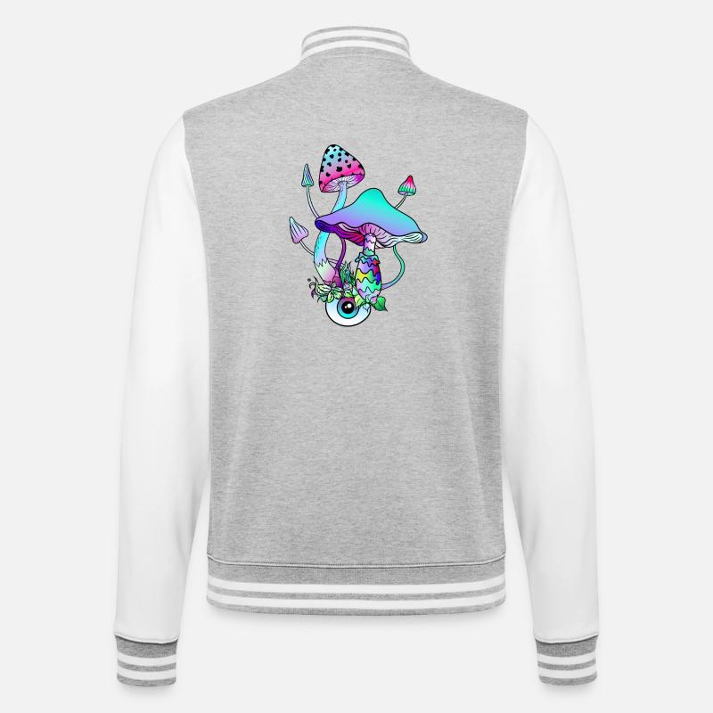 Magic Mushrooms Psychedelic Art - College Sweat Jacket - heather grey/white
